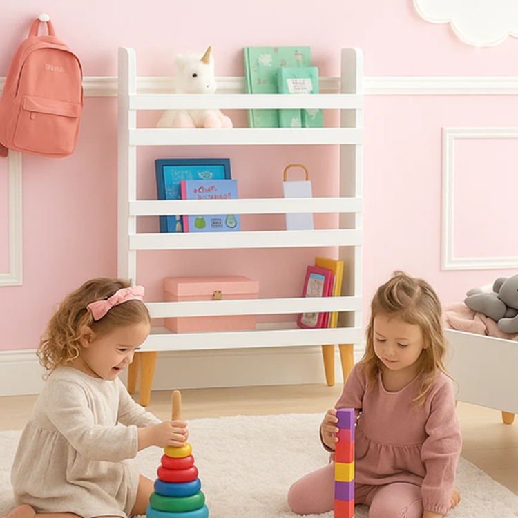 praktický regál na hračky a knihy